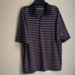 Nike Golf Men's Black/ Red/Gray Striped Polo Shirt
